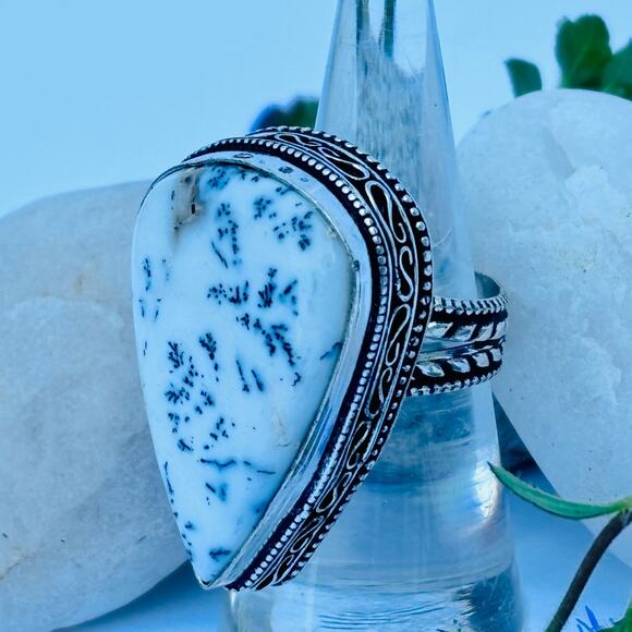 925 Sterling Dendrite Ring Size 7 - Picture 2 of 5